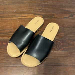 Black slip on sandals